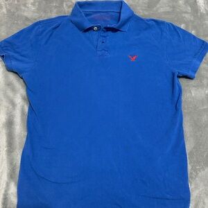 American Eagle Men's Blue Polo Shirt